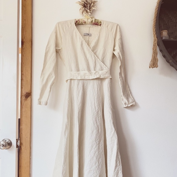 Handmade linen maxi dress with removable obi belt - Picture 1 of 11